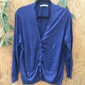 Old Navy Blue Sweater Cardigan button up pockets